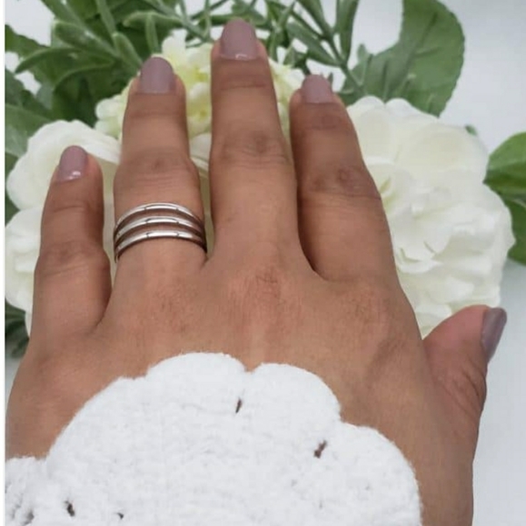 STERLING SILVER 925 MIDI LAYERED RING - Picture 2 of 4